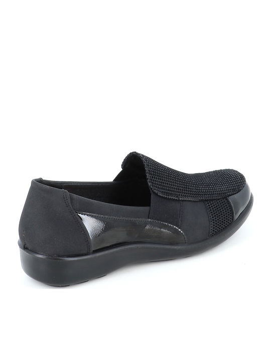 Leather Women's Moccasins in Black Color