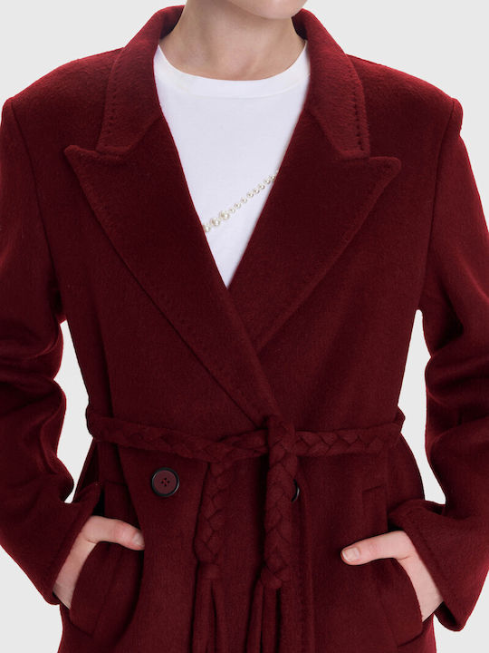 Women's Red Coat with Belt