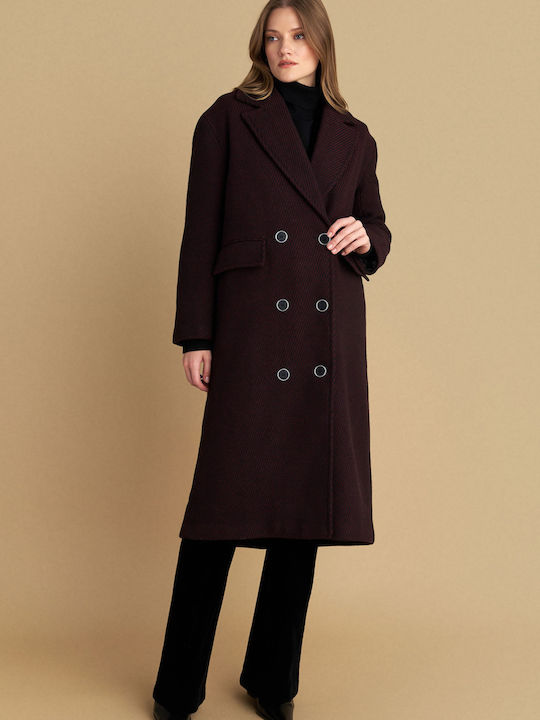 Women's Coat Red with Buttons