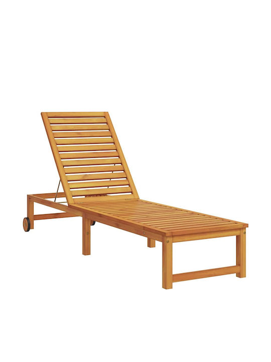 Градински Шезлонг Дървен Кафяв С Масичка 3 Бройки 202x35x34см