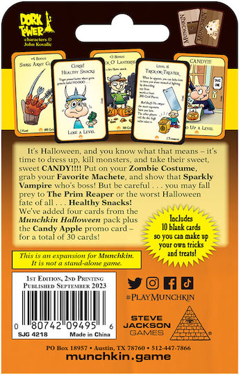 Разширение на играта Munchkin Tricky Treats за 3-6 играчи 14+ години (EN) Steve Jackson Games
