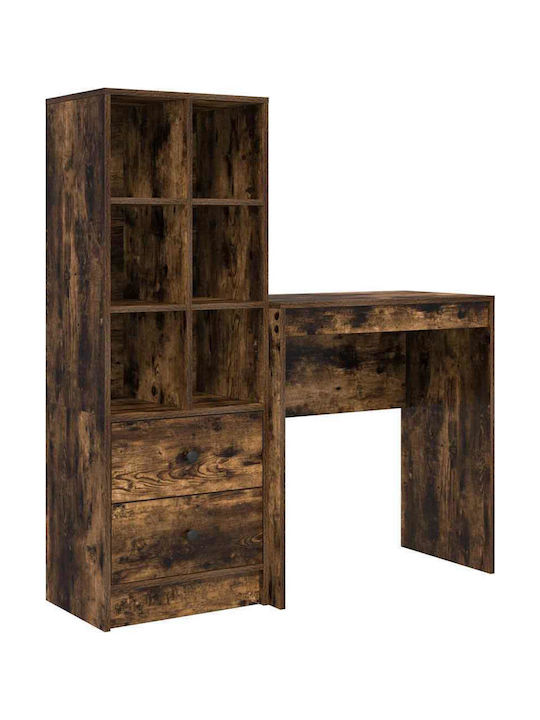 Desk Wooden with Bookshelf Smoked Oak 70x40x76cm