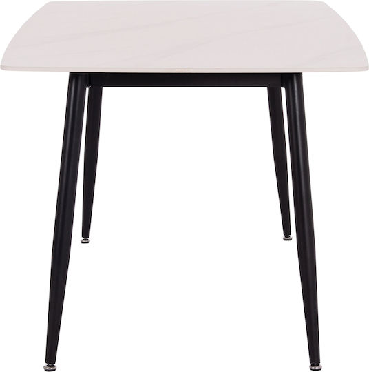 Rav Table Dining Room with Ceramic Surface Marble White, Black 160x90x75cm