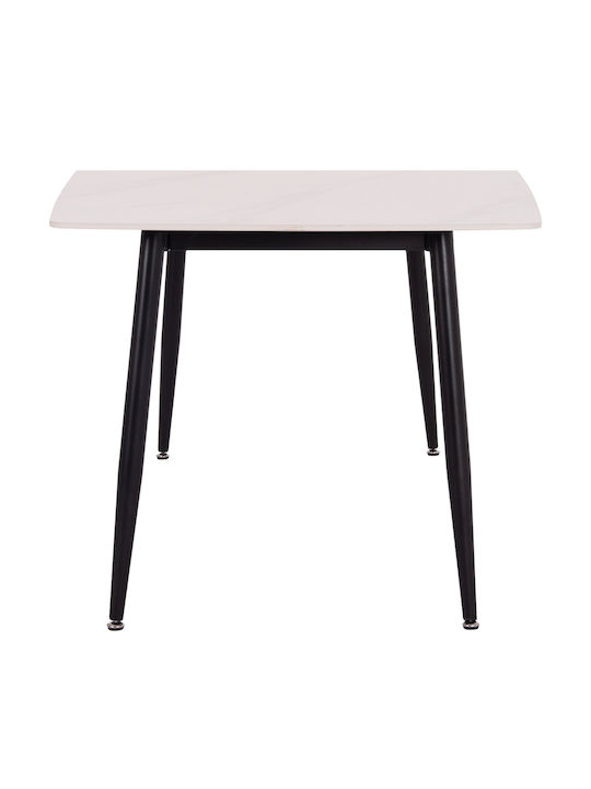 Rav Masă Sala de mese Marble White, Black 140x80x75buc