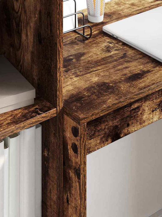Desk Wooden with Bookshelf Smoked Oak 70x40x76cm
