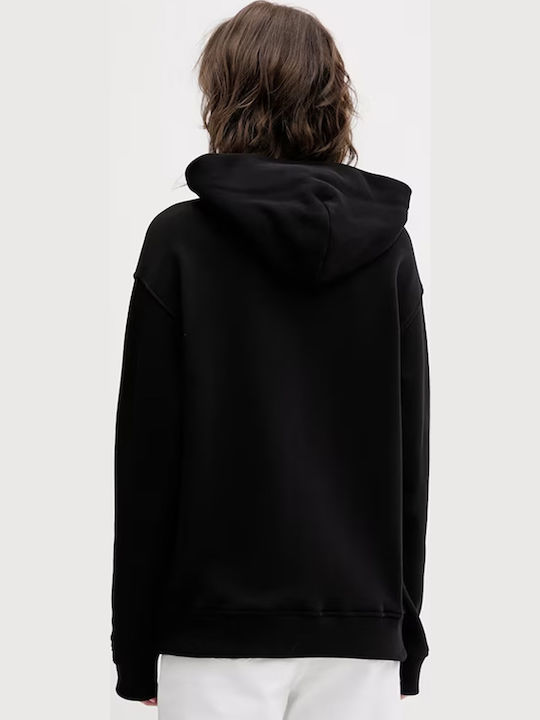 Long Women's Sweatshirt Hooded Black