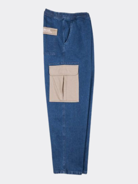 Buggy Cargo Men's Cargo Jeans Pants with Relaxed Baggy Fit Blue