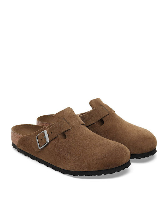 Men's Leather Slippers Regular Fit Brown