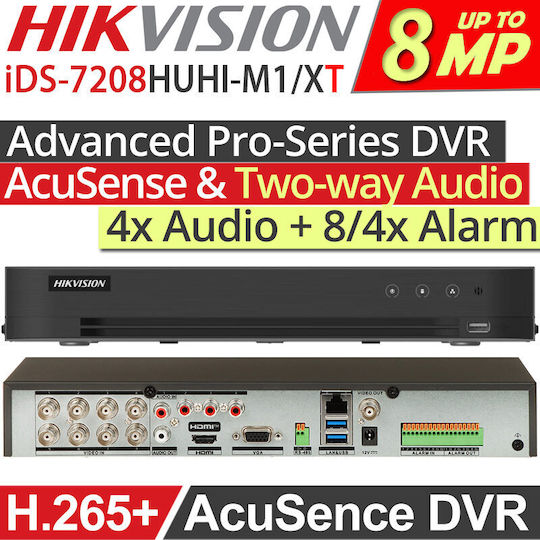 Hikvision Înregistrare video DVR cu rezoluție 4K iDS-7208HUHI-M1/XT/4A+8/4ALM