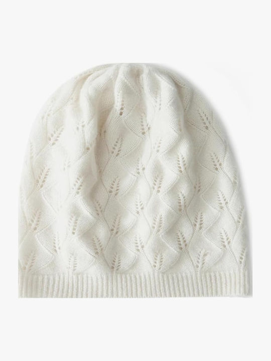 Beanie Γυναικείος Σκούφος Πλεκτός σε Λευκό χρώμα