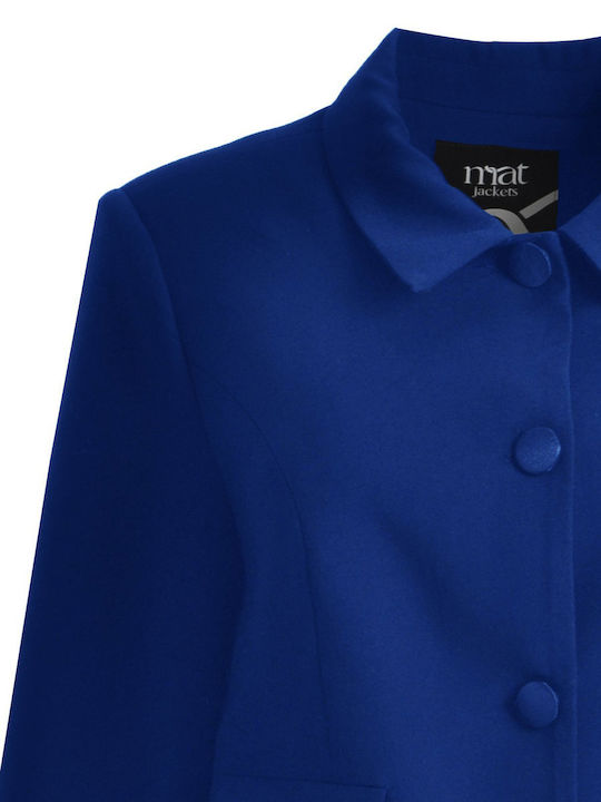Mat Fashion Къса Женски Сако Син