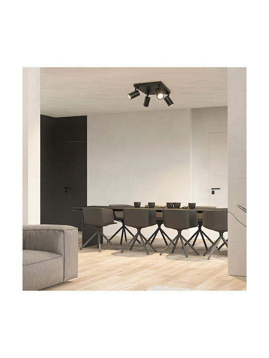 kelvo Ceiling Mount Light 26cm Black with Socket GU10