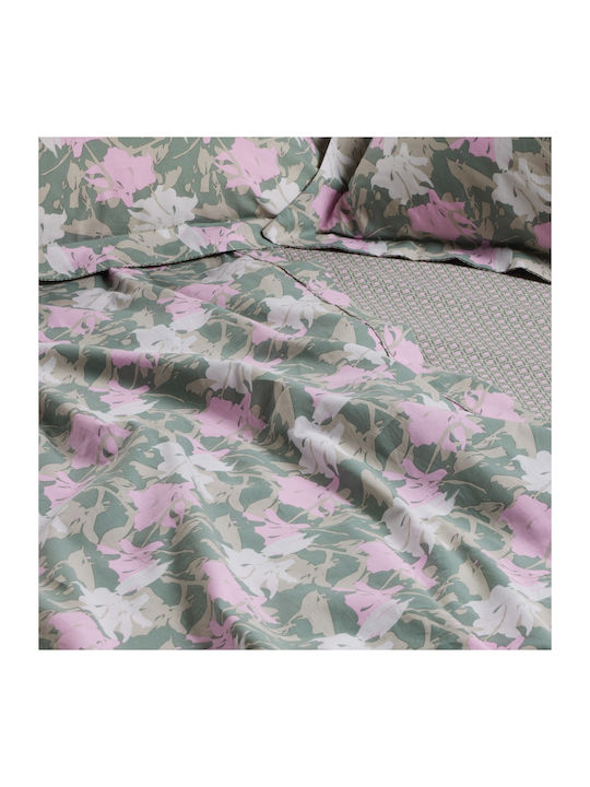 Das Home Bettwäsche-Set Überdoppel 240x260cm. 3175 Green, Pink 4Stück