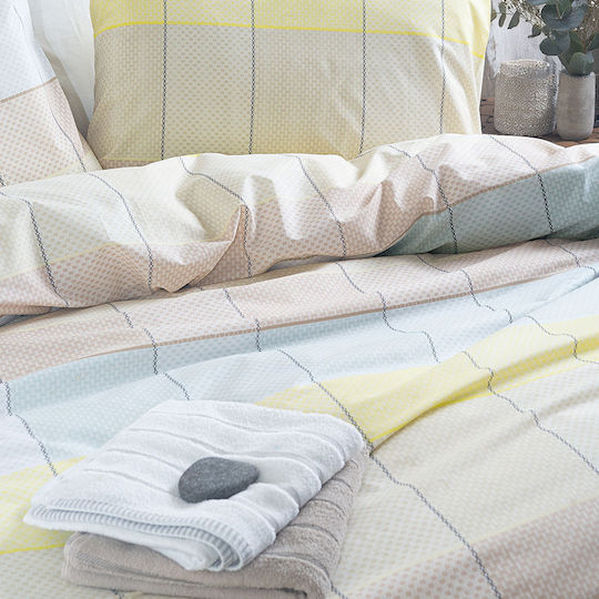 Rythmos Bettbezug-Set Einzelbett mit Kissenbezug 160x250 Colette Yellow-blue