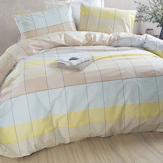 Rythmos Bettbezug-Set Einzelbett mit Kissenbezug 160x250 Colette Yellow-blue