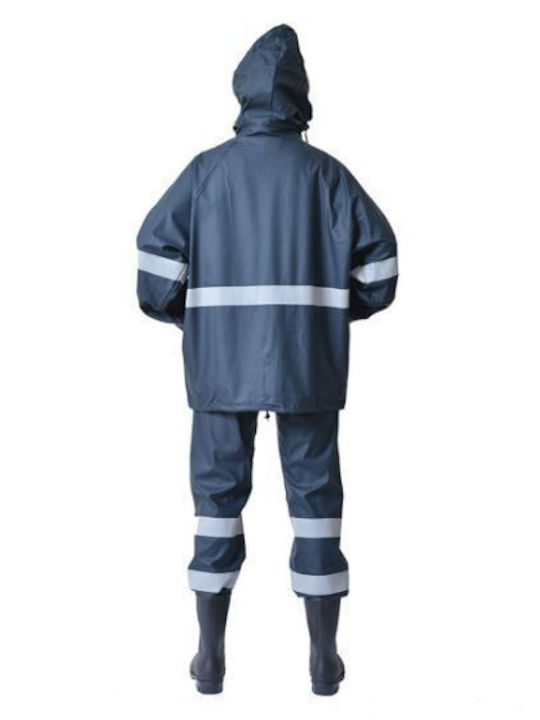 Waterproof PU Suit with Reflective Tapes Navy