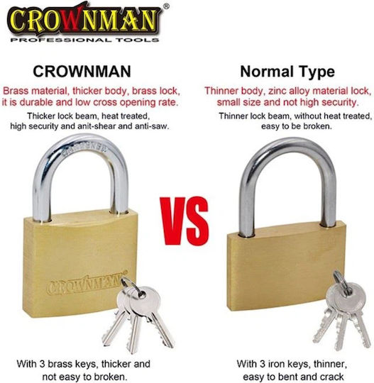 Crownman Alamă Lăcăt Potcoavă cu cheie 40mm 1buc
