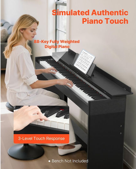 Vevor Electric Stage Piano QPZFGSZCGQ88112ZM001V2 with 88 Weighted Keys Built-in Speakers and Connection with Headphones