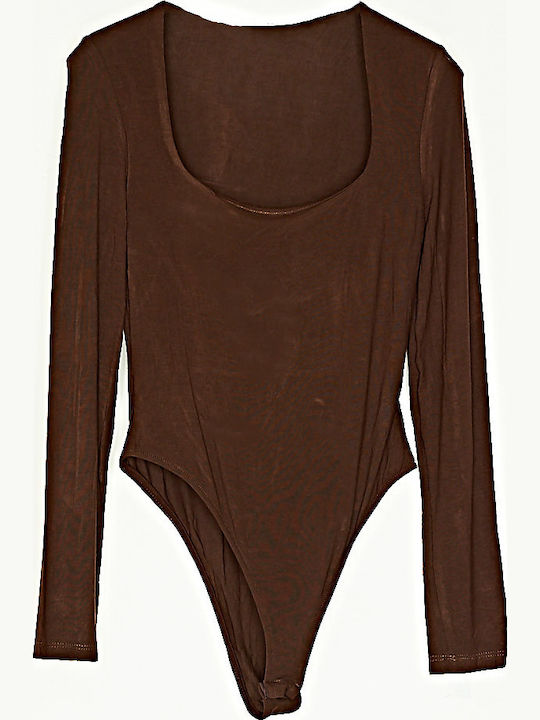 Kare Rollkragen Damen-Bodysuit Chocolat