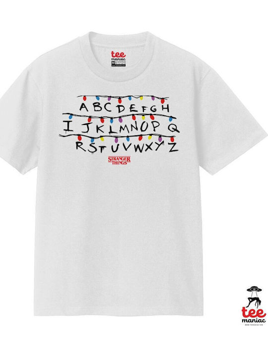 Stranger Things Abc Κλασικό T-shirt Διπλής Ραφής Χωρίς Πλευρικές Ραφές Λευκο 100% Βαμβάκι Vegan & Oeko-tex Πιστοποιημένο Stranger Things Abc Κλασικό T-shirt Διπλής Ραφής Χωρίς Πλευρικές Ραφές Λευκο 100% Βαμβάκι Vegan & Oeko-tex Πιστοποιημένο