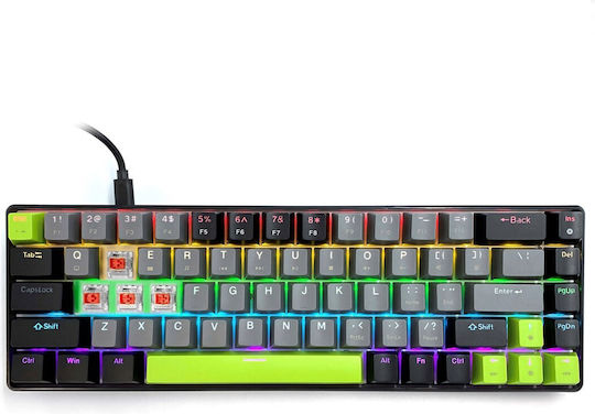 Media-Tech Red Core MX60 Gaming Mechanical Keyboard 60% with Cherry MX Red switches and RGB lighting (International English) Green/Grey/Black
