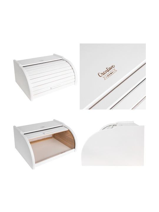 Creative Cutie de pâine cu capac Lemn Albă 38x28.5x17.5cm Creative Cutie de pâine cu capac Lemn Albă 38x28.5x17.5cm