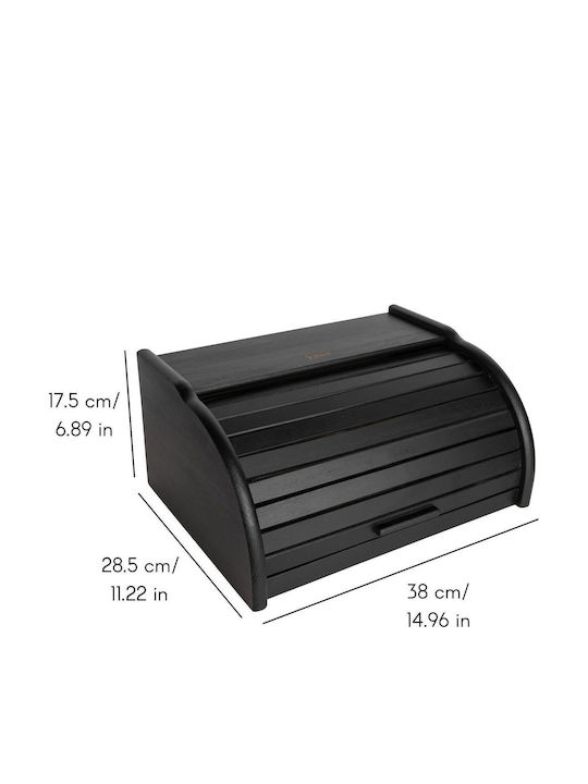 Creative Bread Box with Lid Wooden Black 38x28.5x17.5cm