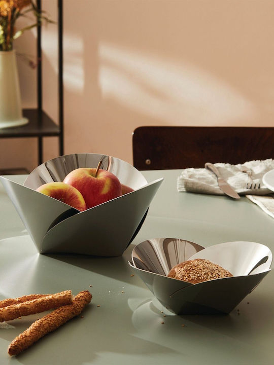 Alessi Pianissimo Bread Basket Inox Silver 17.5x17.5x6.5cm
