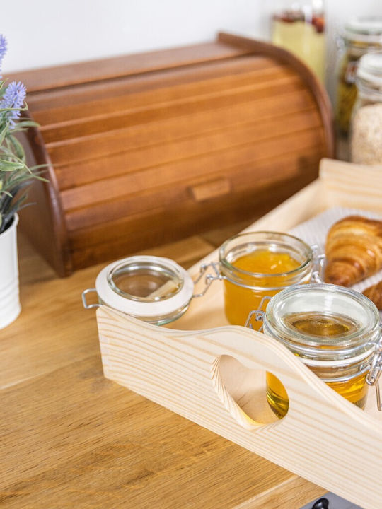 Creative Wooden Rectangular Serving Tray with Handles in Beige Color 35x25x10.5cm JAN-CD-TRAY-HEART-M 1pcs