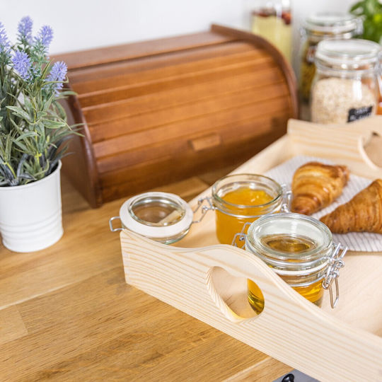Creative Wooden Rectangular Serving Tray with Handles in Beige Color 35x25x10.5cm JAN-CD-TRAY-HEART-M 1pcs