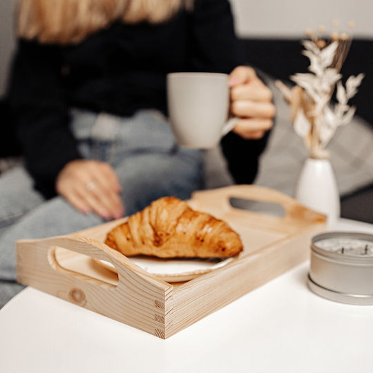 Creative Lemnos Dreptunghiular Tavă de Servire cu Mânere în Culoare Bej 30x20x6.3cm JAN-CD-TRAY-S 1buc