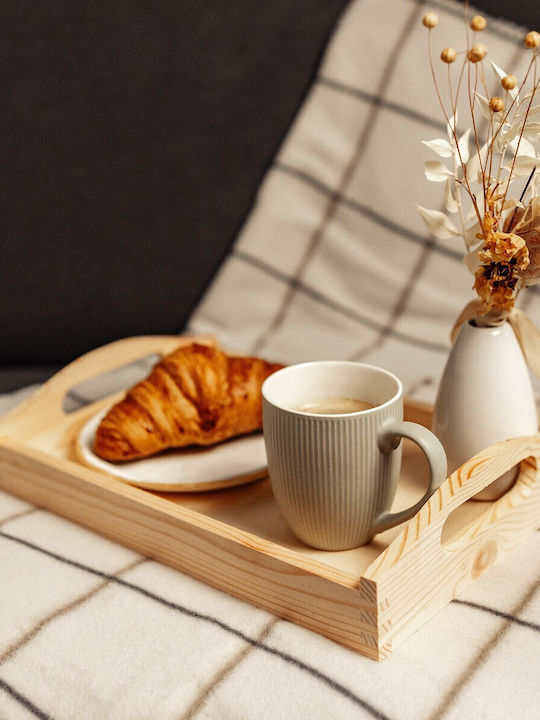Creative Дърво Поднос за сервиране с Дръжки в Бежов Цвят 30x20x6.3см JAN-CD-TRAY-S 1бр