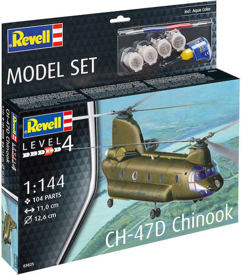 Revell Ch-47d Chinook Φιγούρα Μοντελισμού Ελικόπτερο 104 Κομματιών σε Κλίμακα 1:144 με Κόλλα και Χρώματα 4.7x4.7εκ.