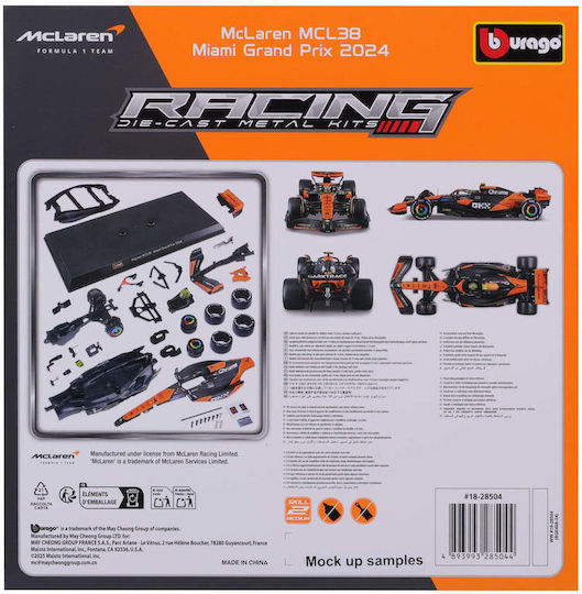 Bburago F1 Kit Mclaren Mcl38 Helmet #4 Norris 1:24 Scale Model Car