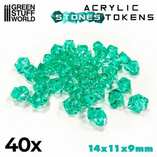 Green Stuff World Plastic Stones 12mm Turquoise X40 Token 40τμχ