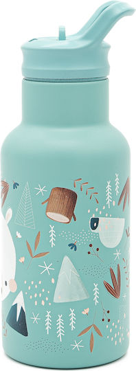 Sassi Junior Stainless Steel Kids Water Bottle Unicorns with Straw Grey 350ml