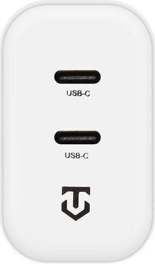 Tactical Ladegerät ohne Kabel mit 2 USB-C Anschlüsse 40W Weißs (Base Plug Dual)