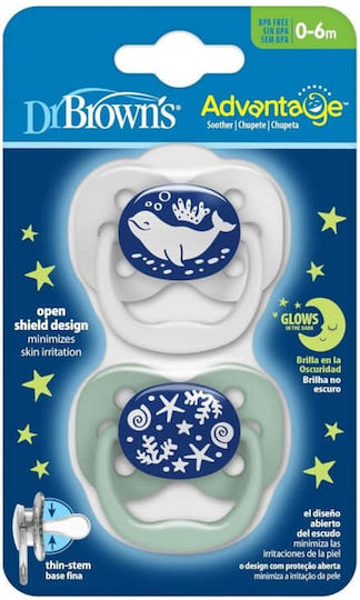 Dr. Brown's Advantage Pacifiers Silicone Night with Case White for 0-6 months 2pcs