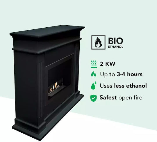 Xaralyn Indoor Wall Mounted Bioethanol Fireplace Black 92x98x28cm
