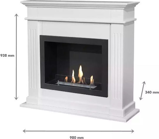 Xaralyn Indoor Wall Mounted Bioethanol Fireplace White 92x98x28cm