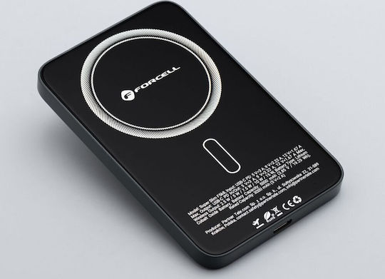 Forcell F-Energy F5K8 MagSafe Power Bank 5000mAh 15W με Θύρα USB-C Power Delivery / Quick Charge 4.0 Μαύρο