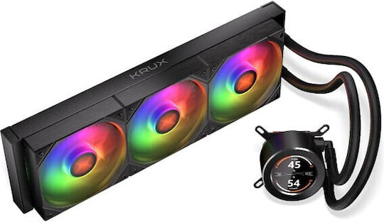 Krux HydroGlance 360 ARGB Water Cooling System AIO CPU with 3 120mm Fans