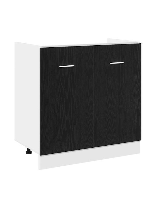 Spülbeckenschrank Black Oak 80x46x81.5cm