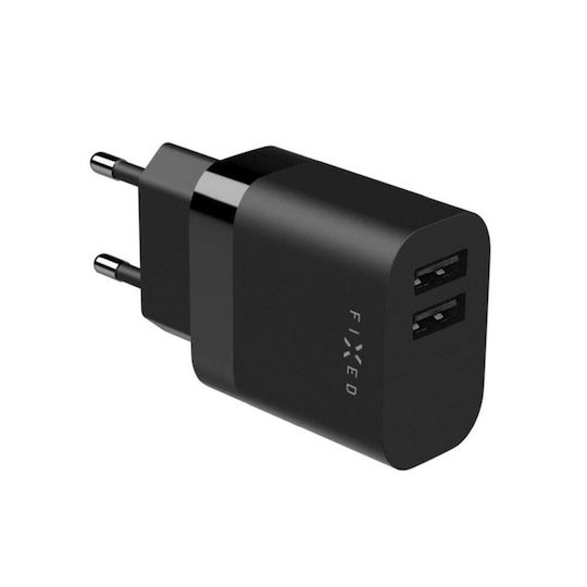 Fixed Handyladegerät mit integriertem Kabel mit 2 USB-A USB-C 17W Schwarzes