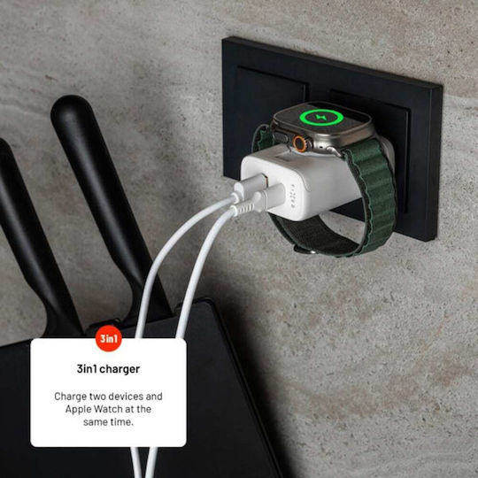 Fixed Charger Without Cable GaN with 2 USB-A Ports 33W Power Delivery Whites