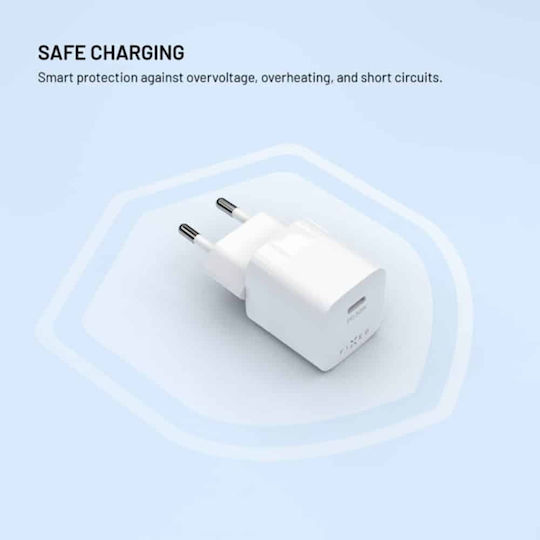 Fixed Φορτιστής Χωρίς Καλώδιο GaN με Θύρα USB-C 30W Power Delivery Λευκός (Mini)