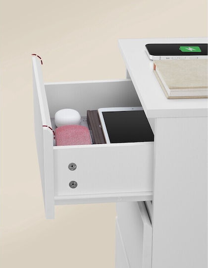 White Wooden Bedside Tables 2 Pieces 40x35x59cm