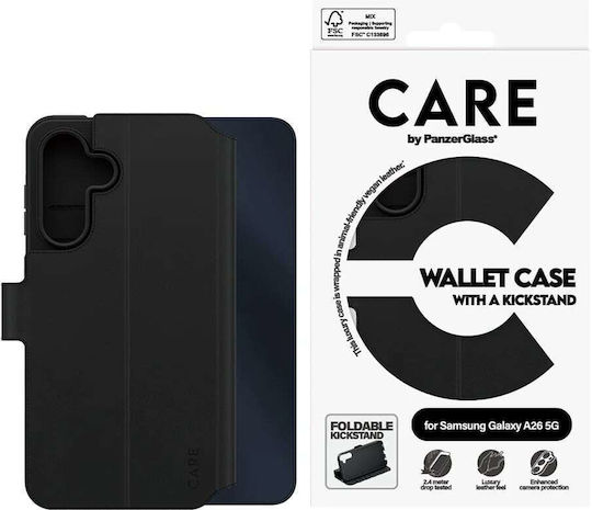CARE by PanzerGlass Care Feature Kickstand Wallet Tempered Glass Black (Galaxy A26)