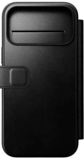 Nomad Horween Modern Folio Brieftasche Leder / Silikon 2mm Schwarz (iPhone 17 Pro Max)