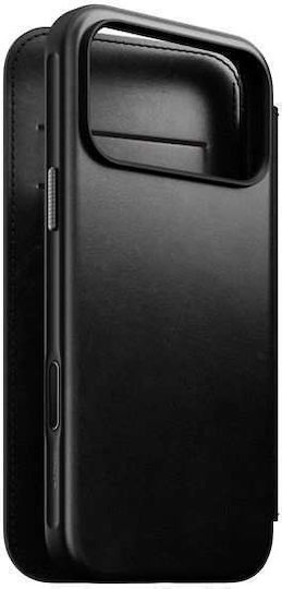 Nomad Horween Modern Folio Brieftasche Leder / Silikon 2mm Schwarz (iPhone 17 Pro Max)